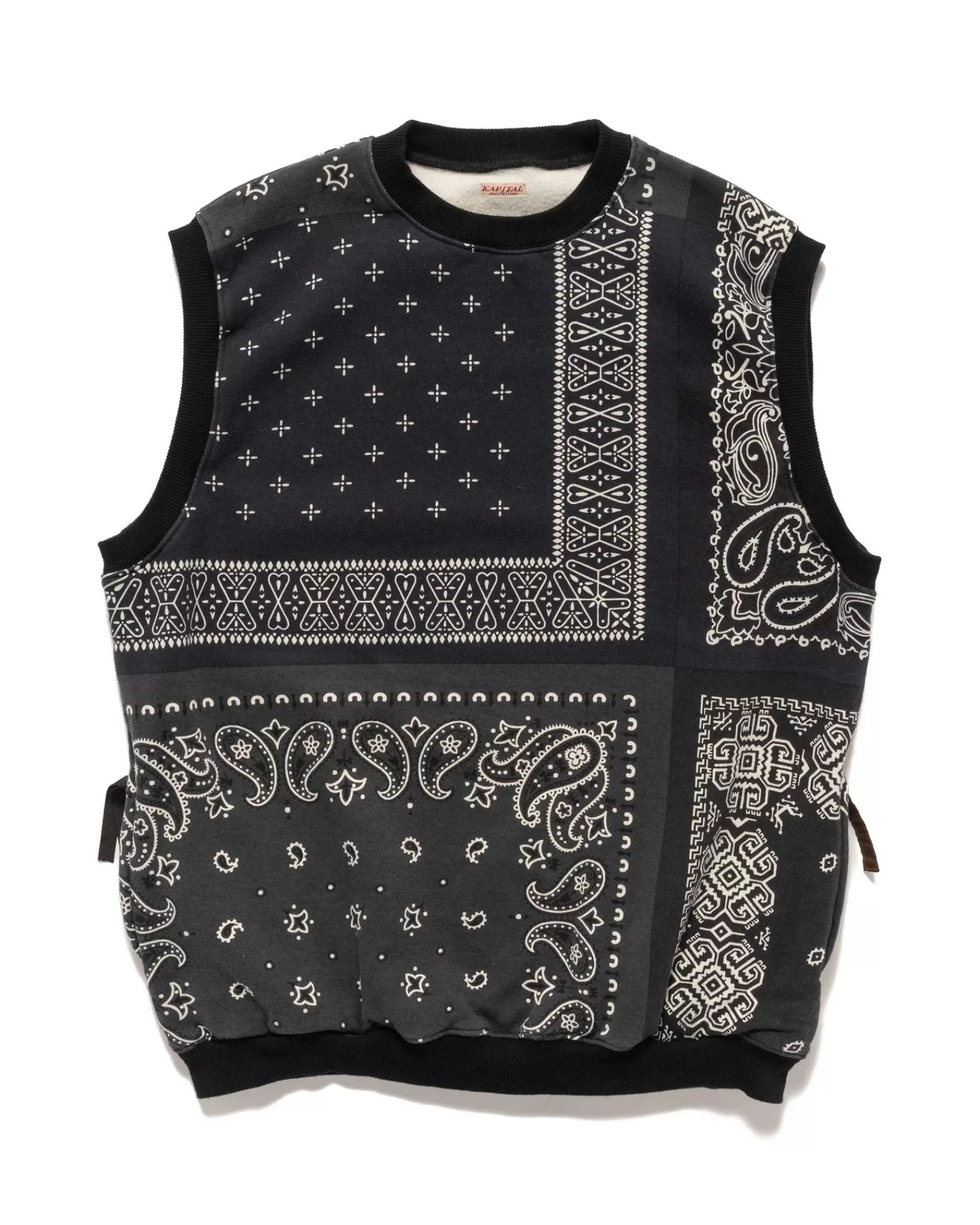 30/-Swt Knit Bandanna Big Vest Black*KAPITAL Outlet