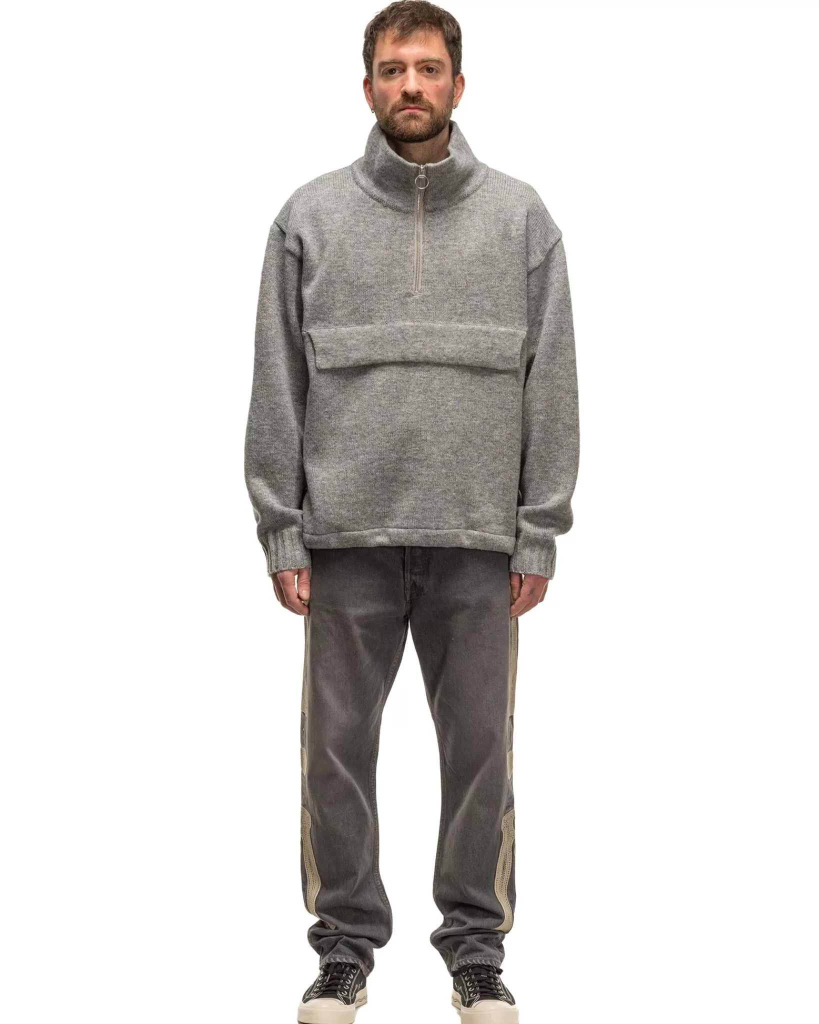 5G Shetland Wool Half Zip Anorak Grey*KAPITAL Discount