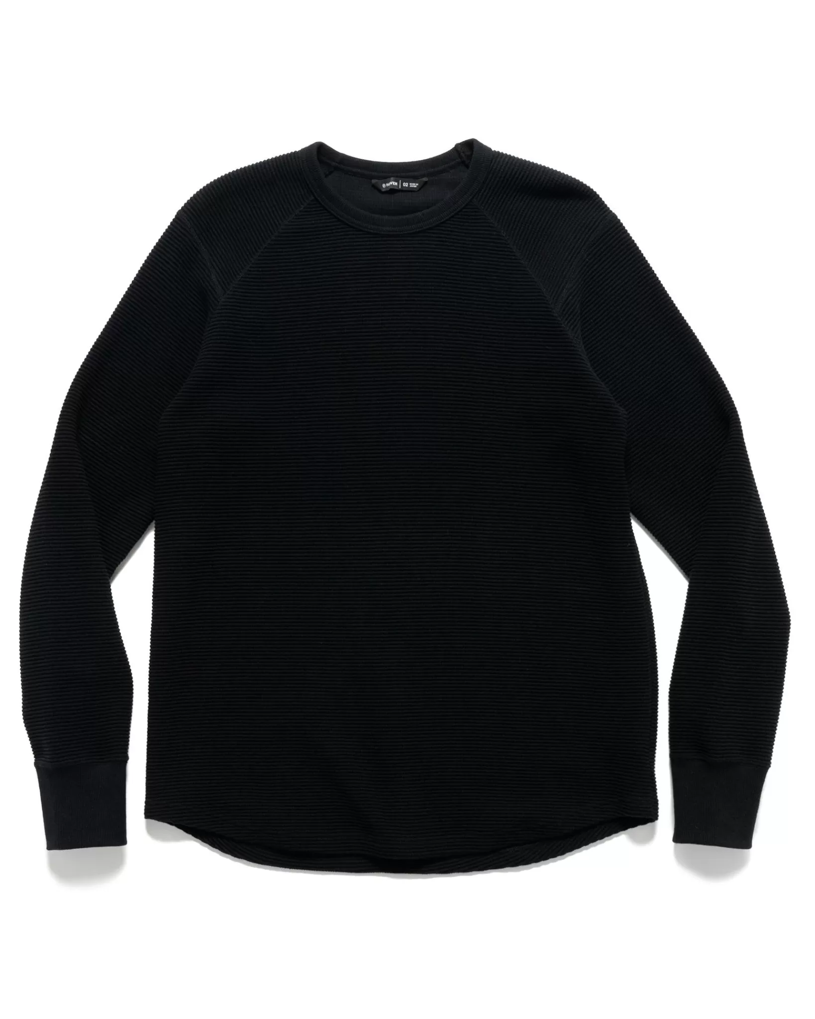 Base Crewneck-Flatback Thermal Cotton Black*HAVEN Fashion