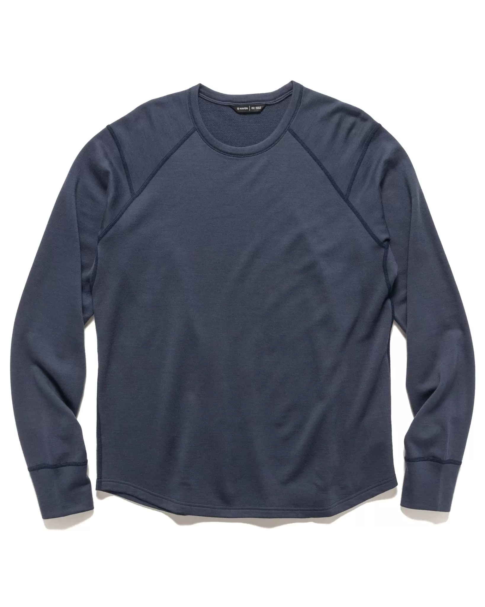 Base Crewneck-Merino Wool Terry Heather Navy*HAVEN Store