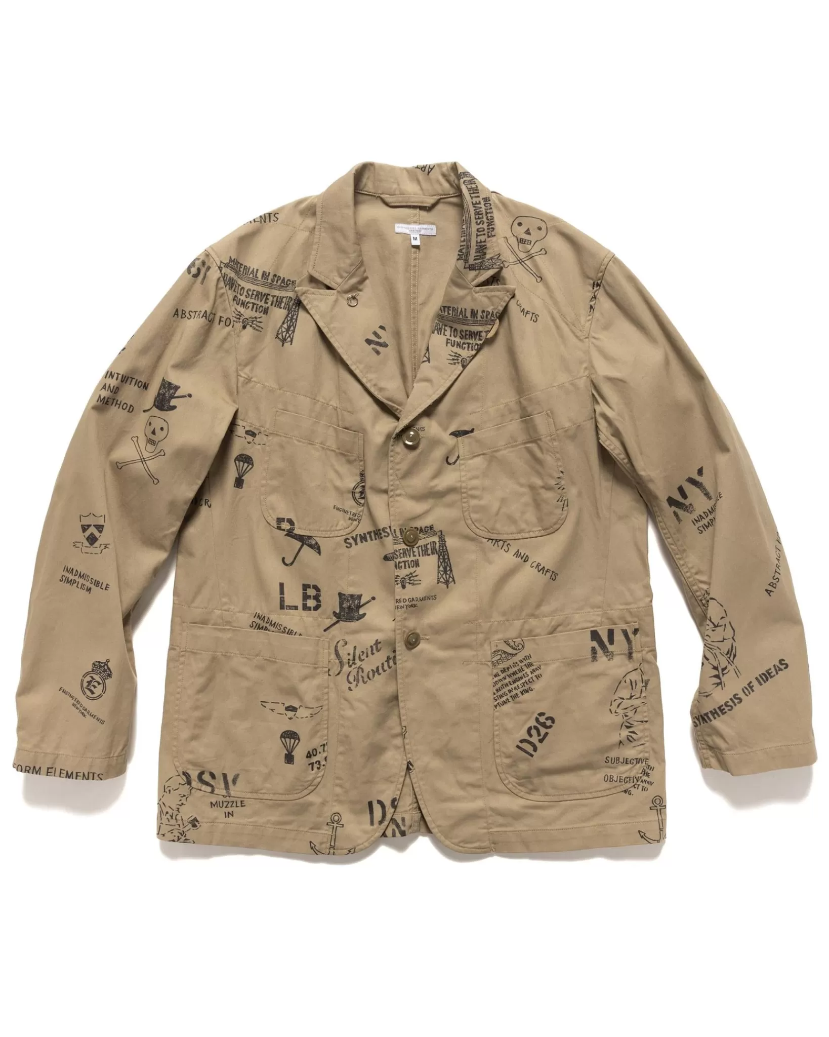 Bedford Jacket Graffiti Print Flat Twill Khaki*Engineered Garments New