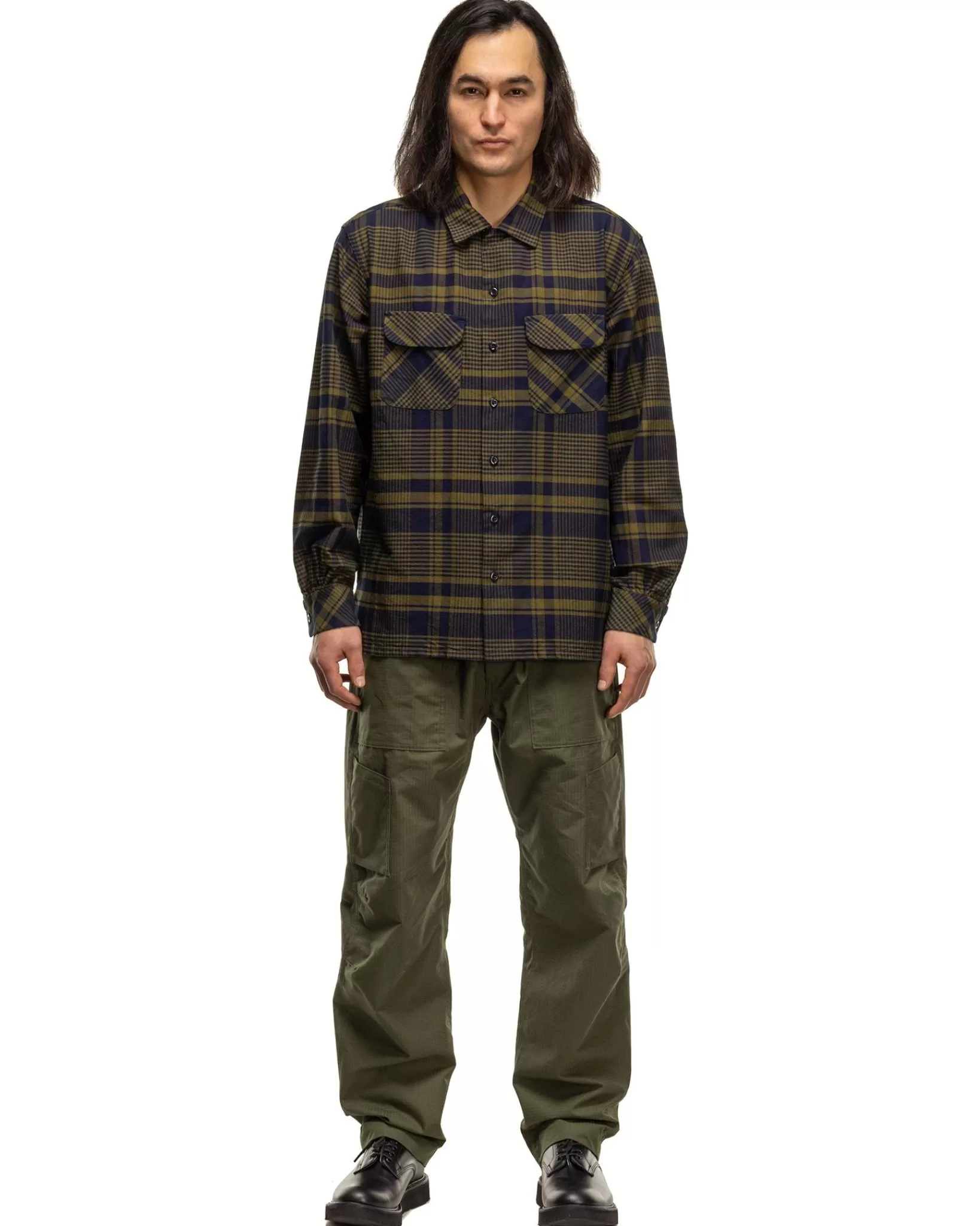 Classic Shirt Cotton Plaid Navy/Olive*Engineered Garments Clearance