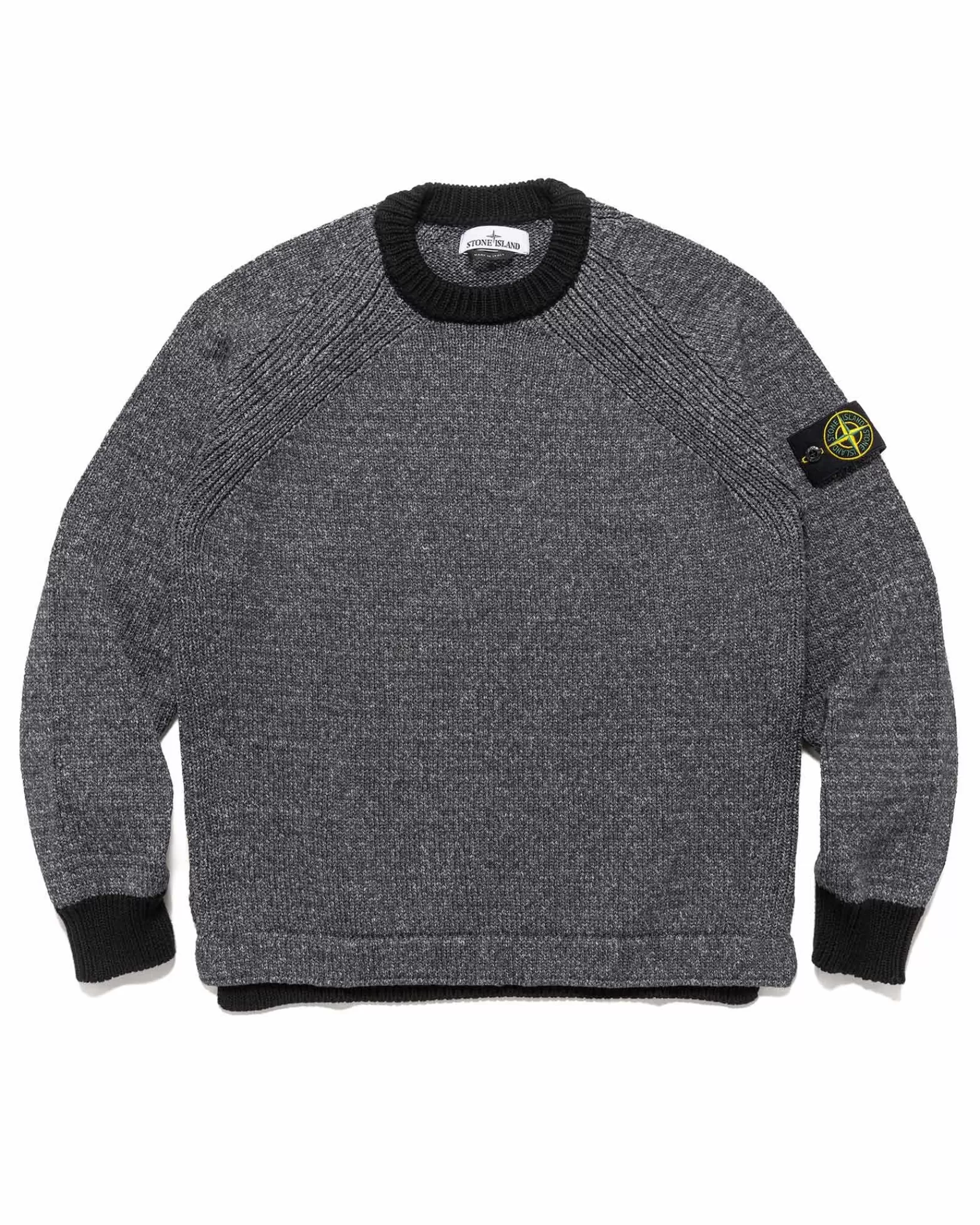 Color Sprayed Tape Crewneck Knit Black*Stone Island Best Sale