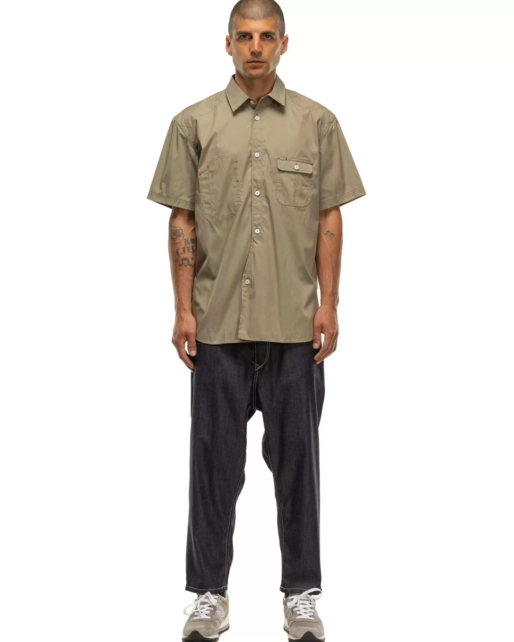 Cotton Nylon Ss Shirt Khaki*Junya Watanabe MAN Online