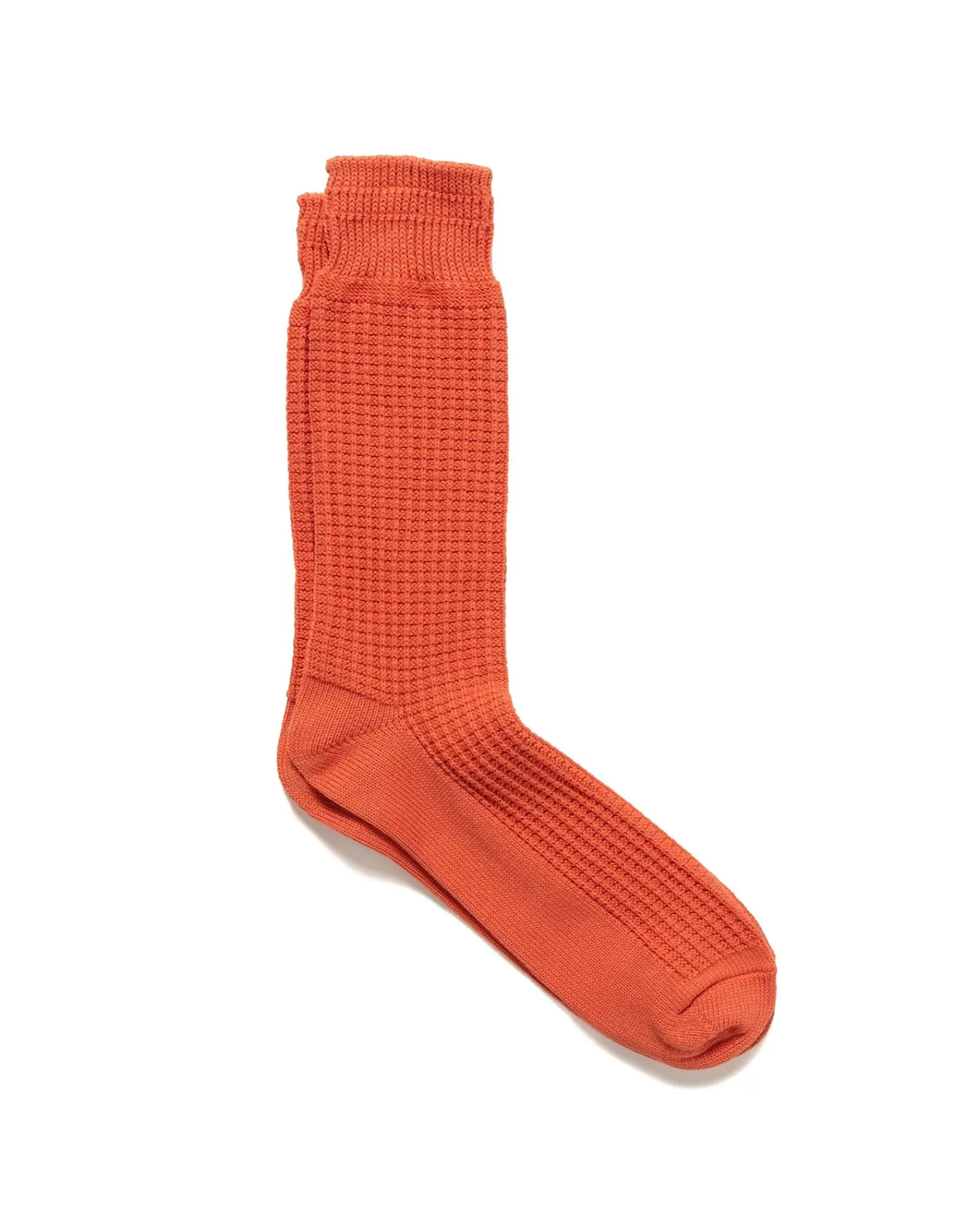 Cotton Waffle Crew Socks L.Orange*ROTOTO Hot