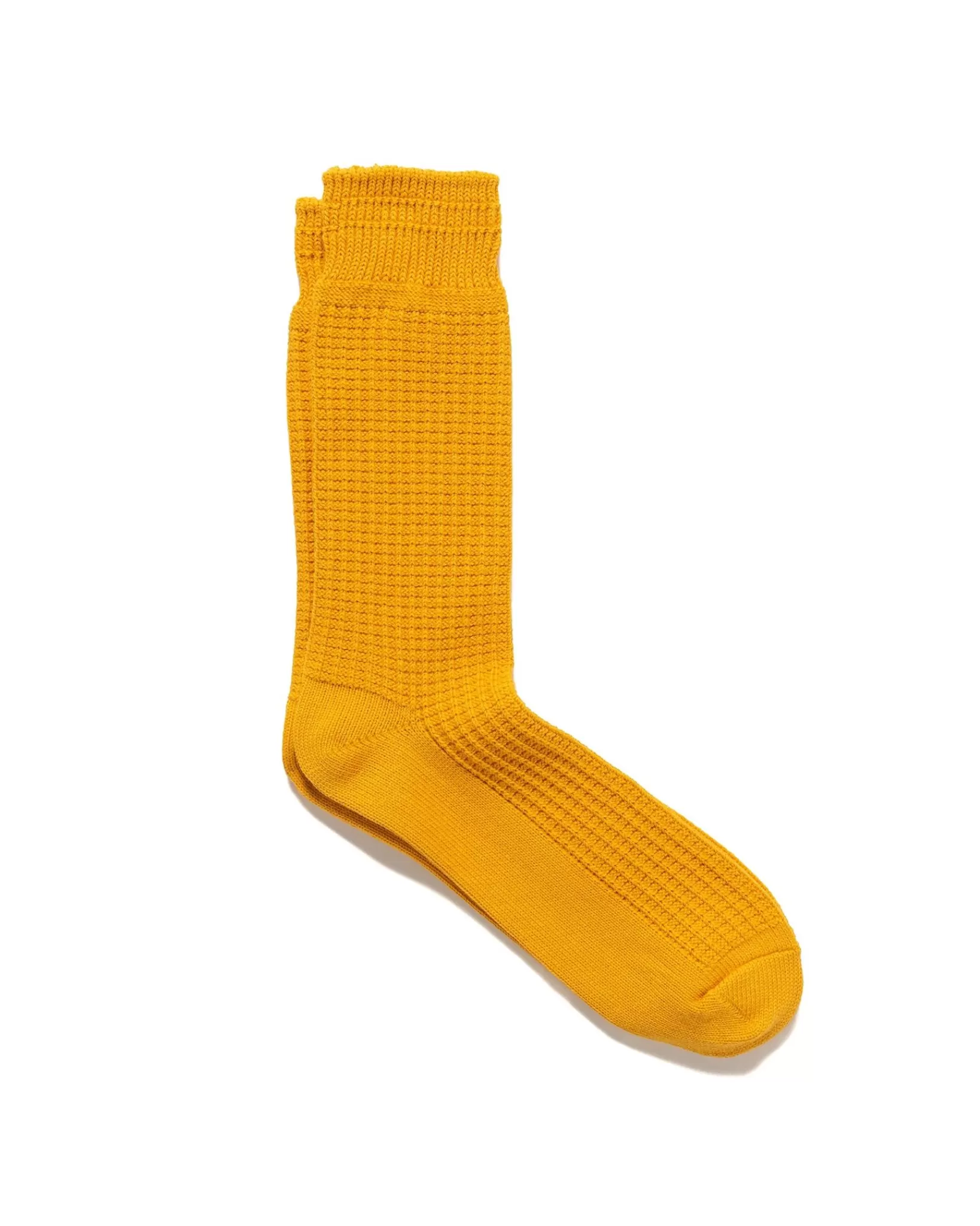 Cotton Waffle Crew Socks Mustard*ROTOTO Online