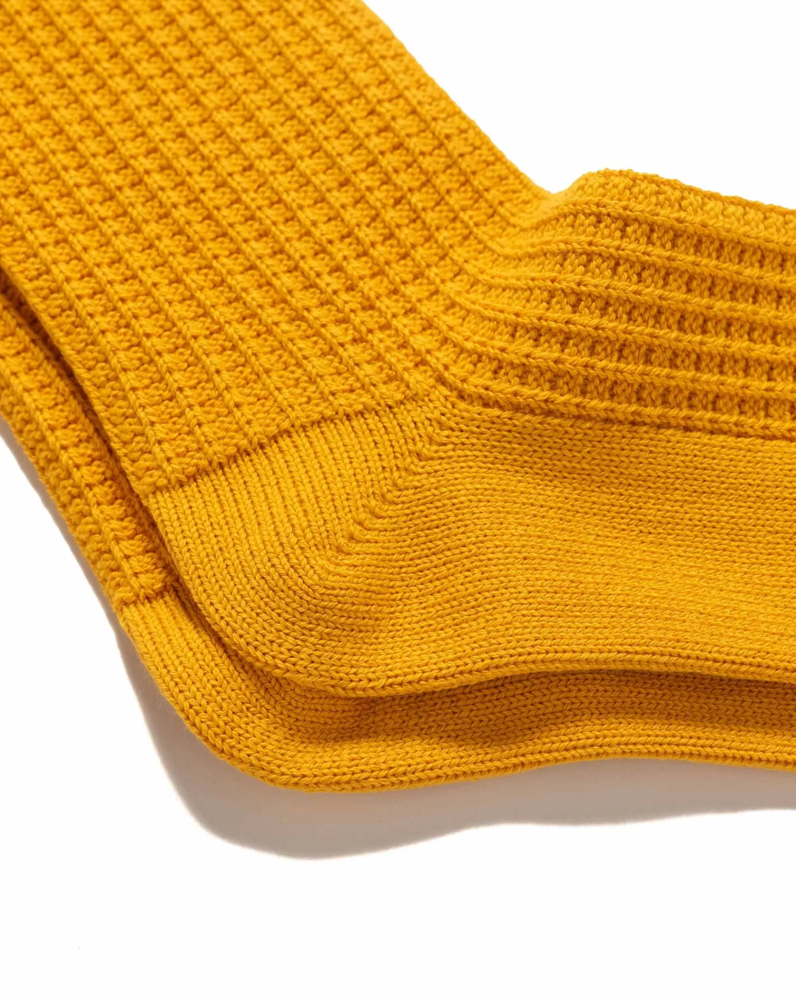 Cotton Waffle Crew Socks Mustard*ROTOTO Online