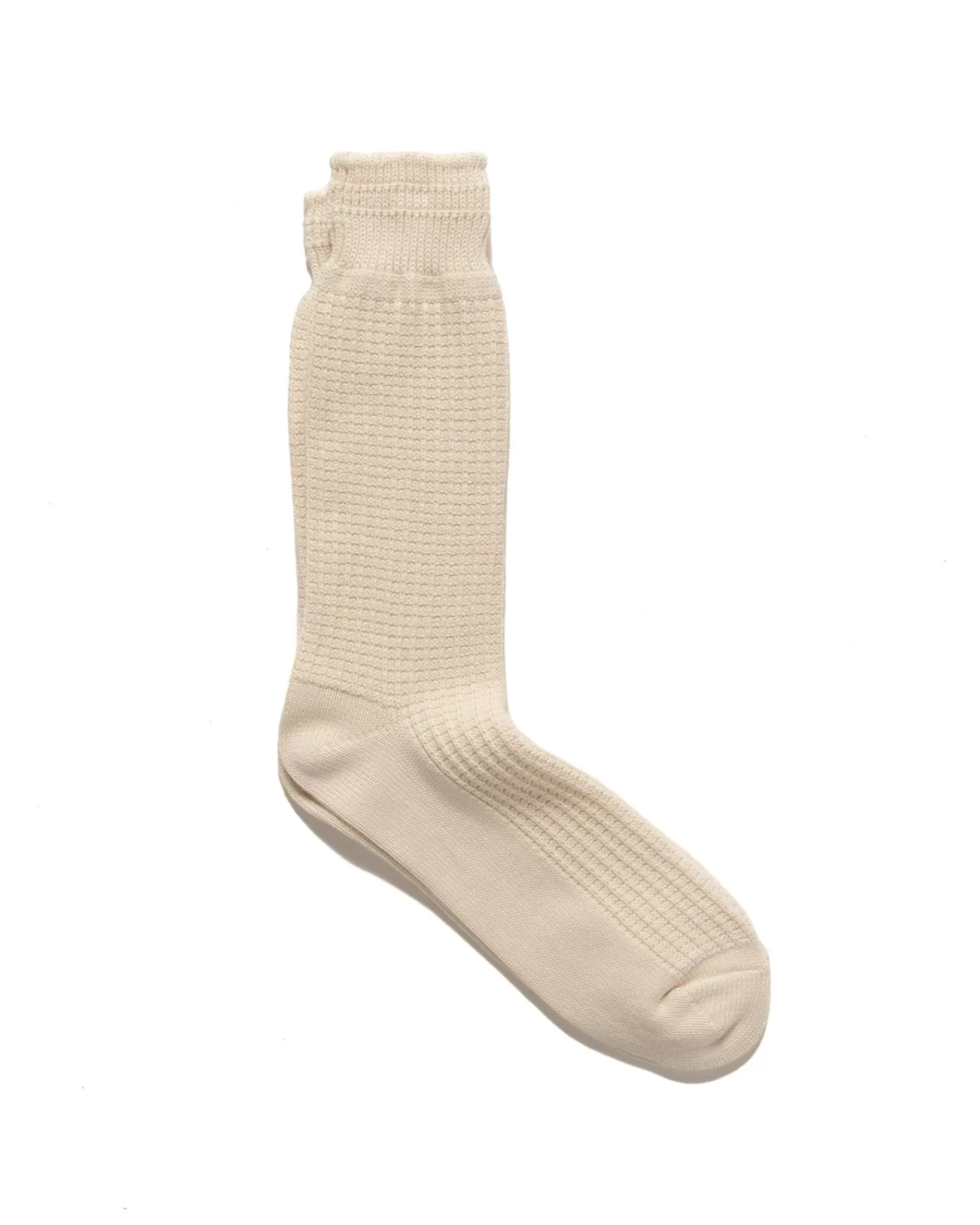 Cotton Waffle Crew Socks Raw White*ROTOTO Cheap