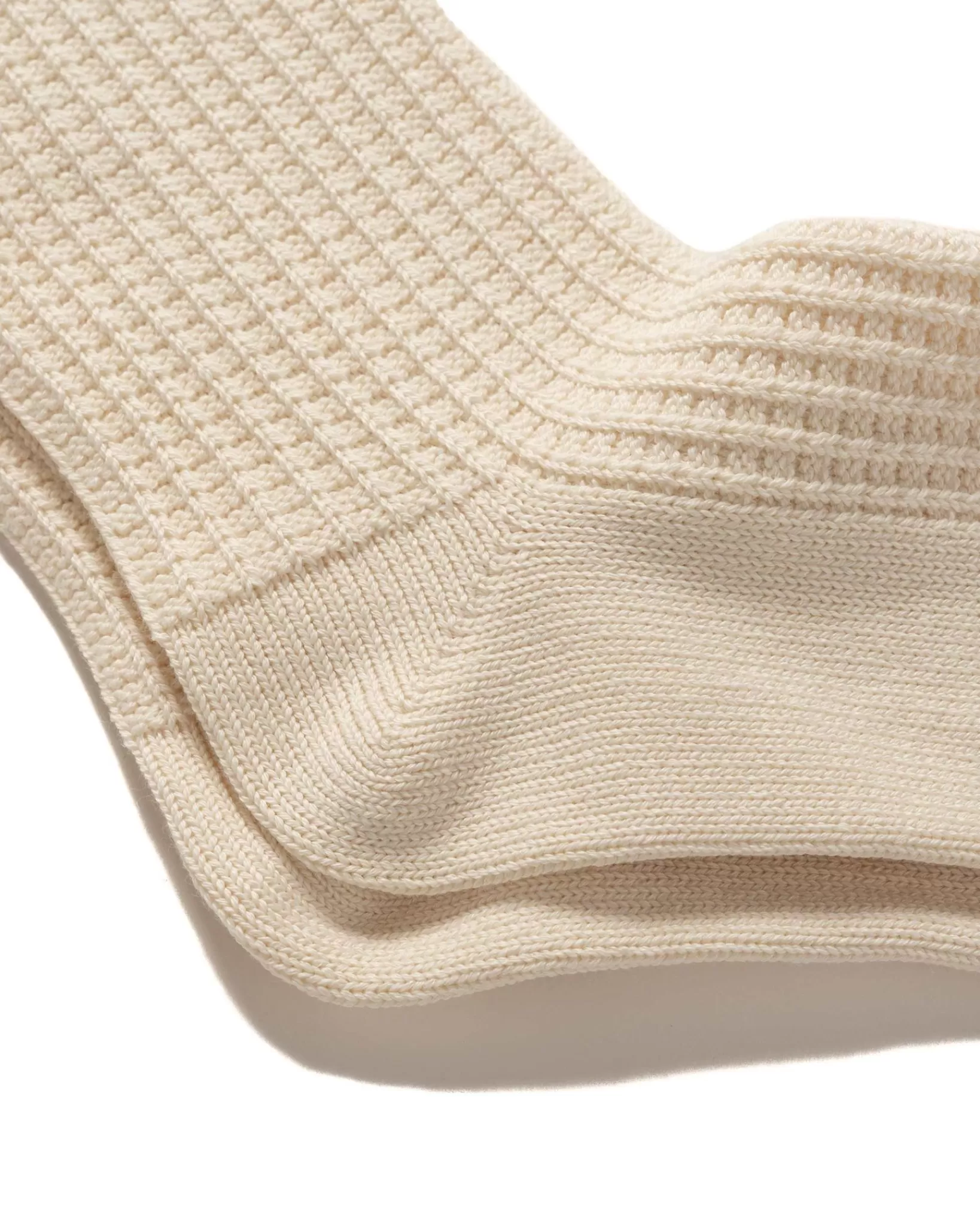 Cotton Waffle Crew Socks Raw White*ROTOTO Cheap