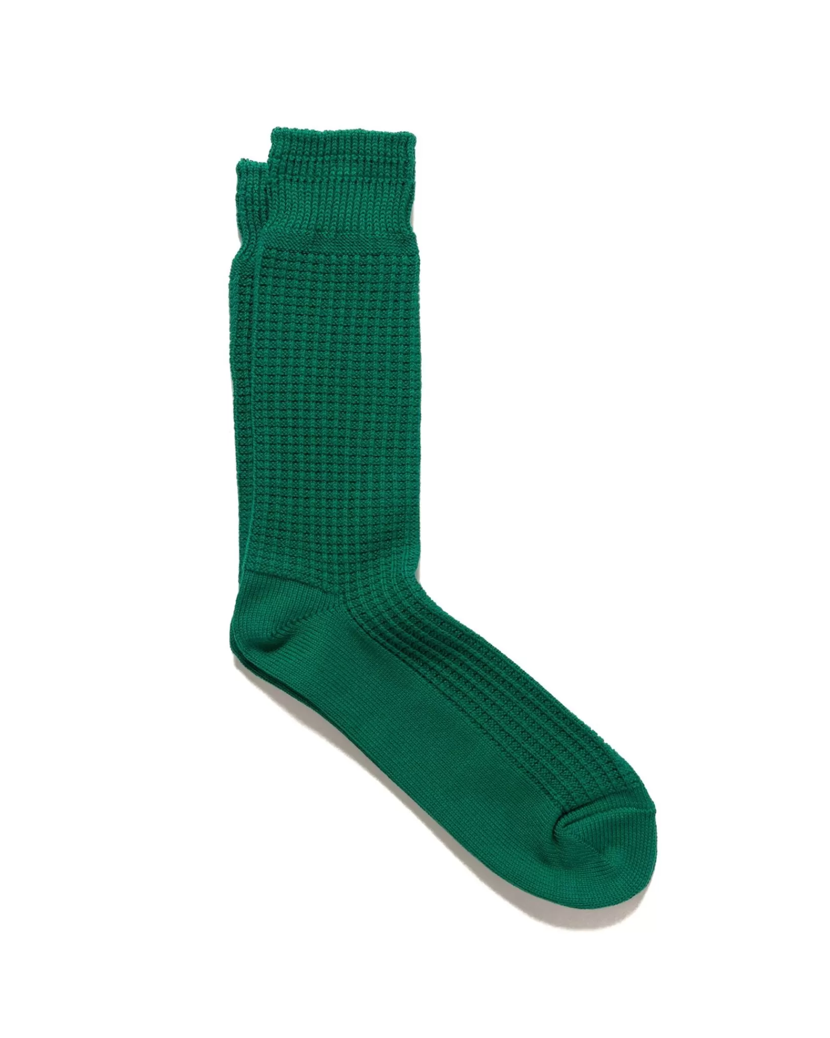 Cotton Waffle Crew Socks Sea Green*ROTOTO Cheap