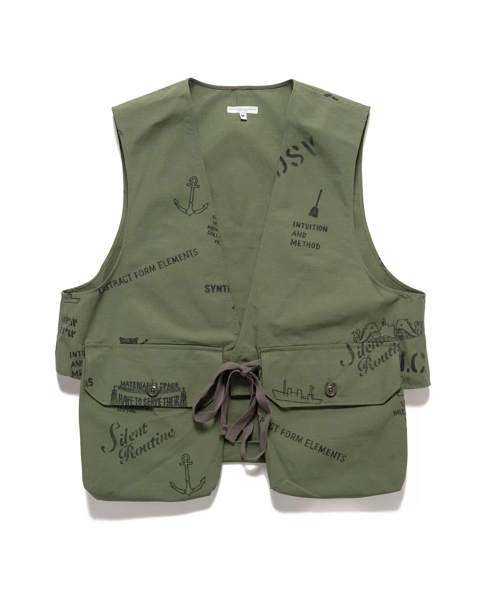 Fowl Vest Graffiti Print Ripstop Olive*Engineered Garments Best Sale