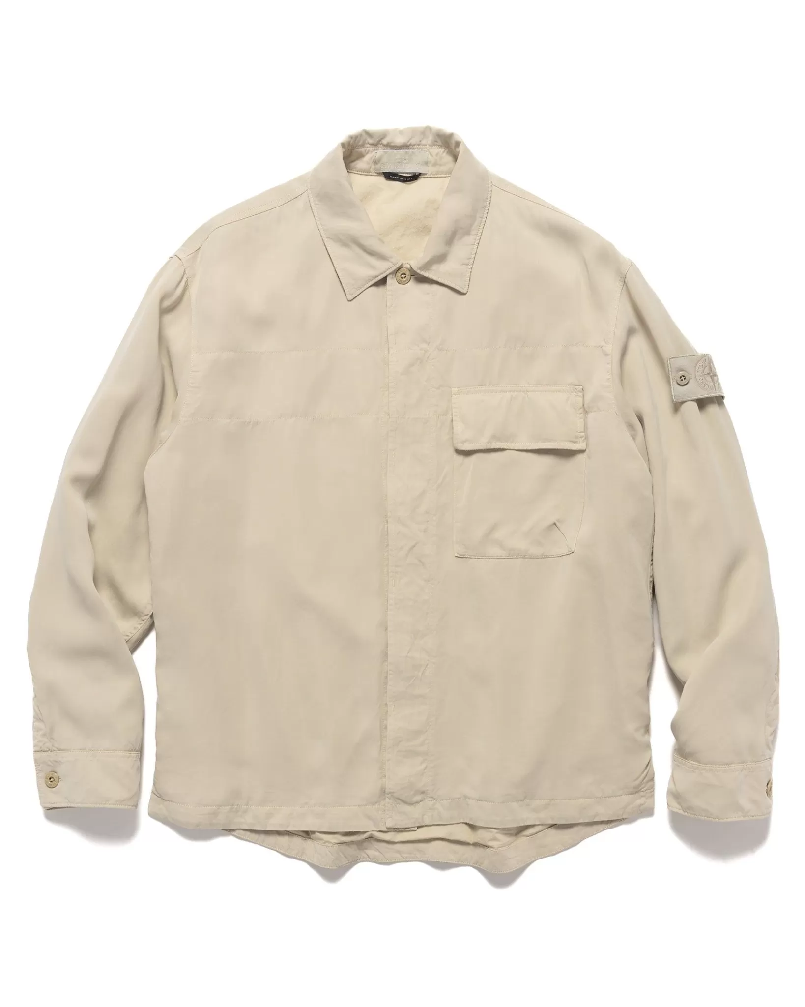 Ghost Piece Cupro Raso Comfort Fit Overshirt Beige*Stone Island Clearance