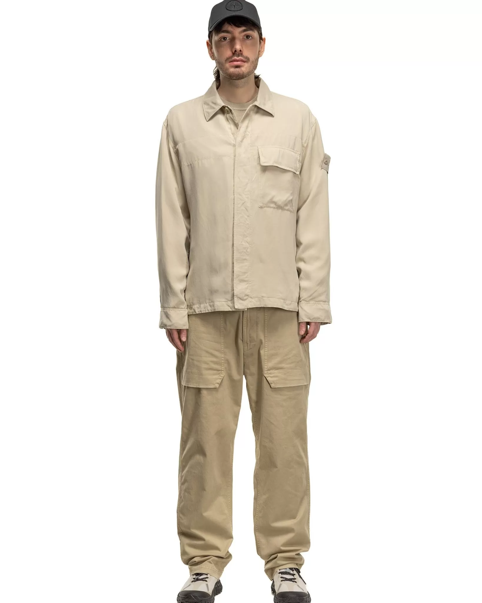 Ghost Piece Cupro Raso Comfort Fit Overshirt Beige*Stone Island Clearance