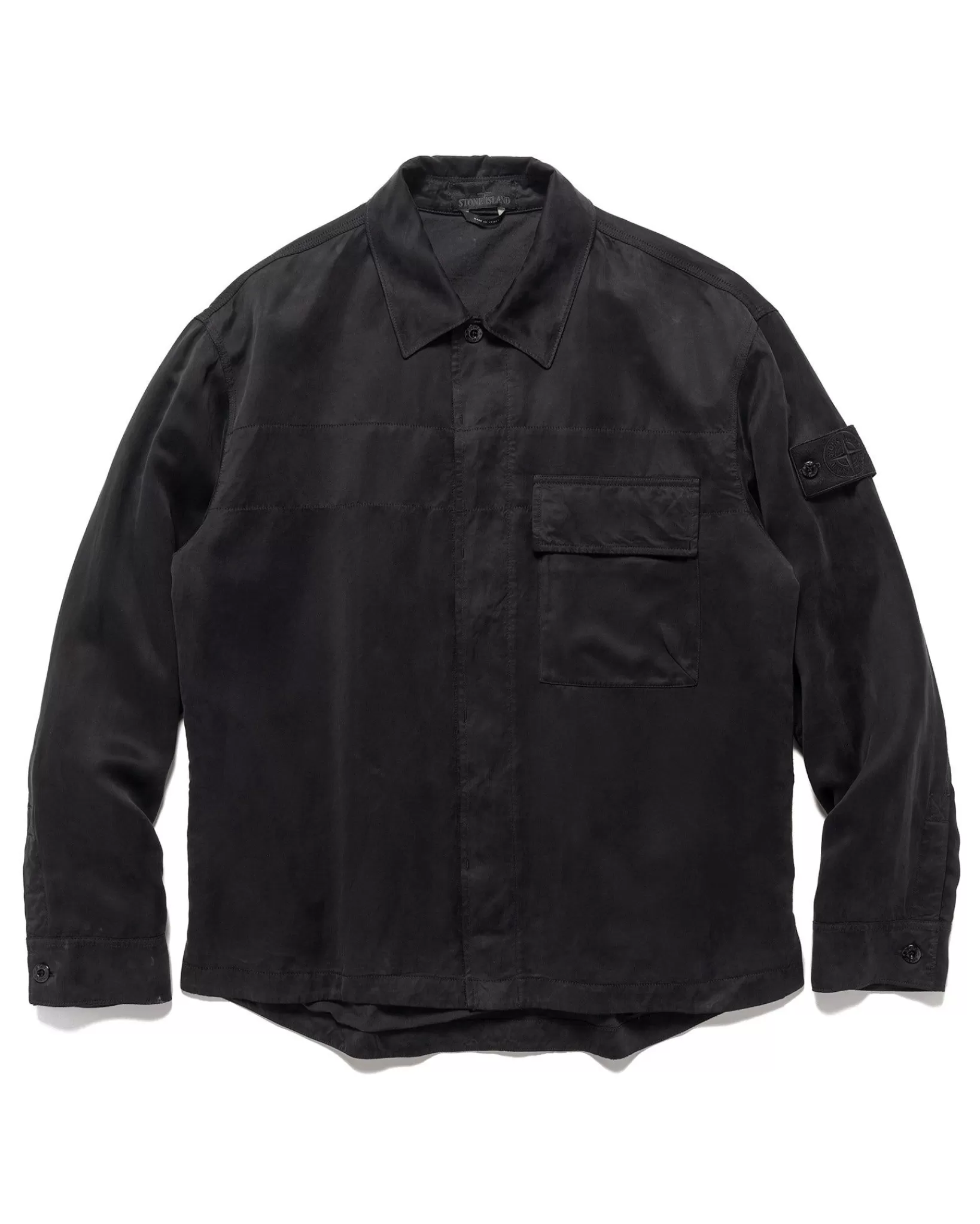 Ghost Piece Cupro Raso Comfort Fit Overshirt Black*Stone Island Best Sale