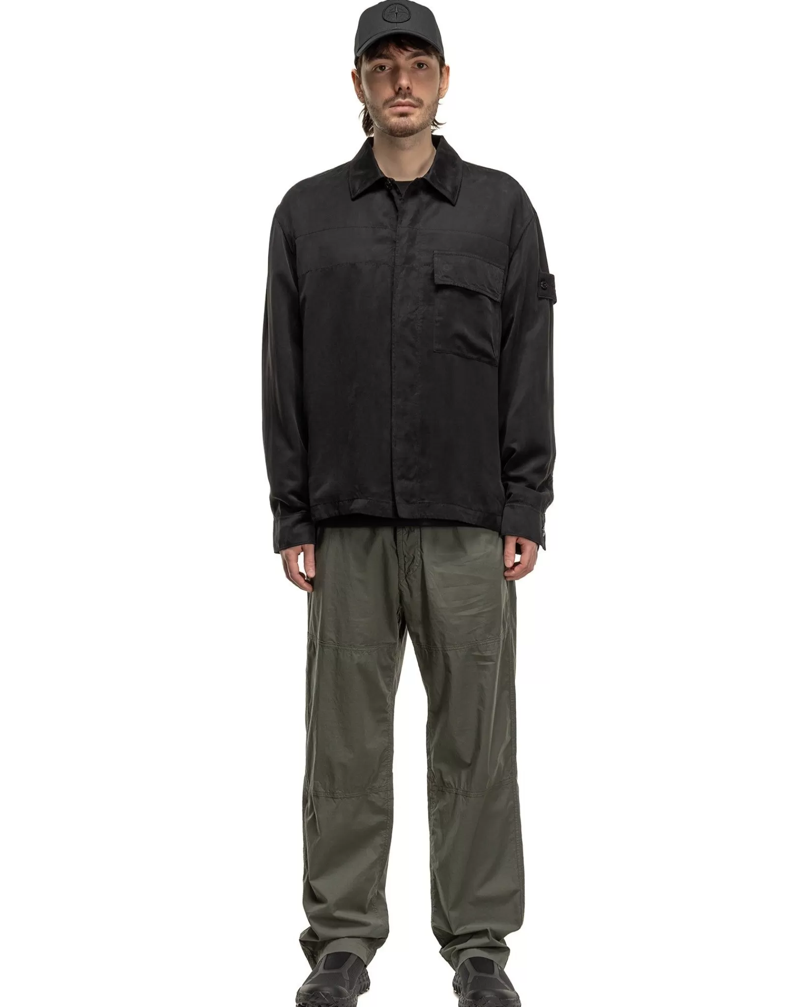 Ghost Piece Cupro Raso Comfort Fit Overshirt Black*Stone Island Best Sale