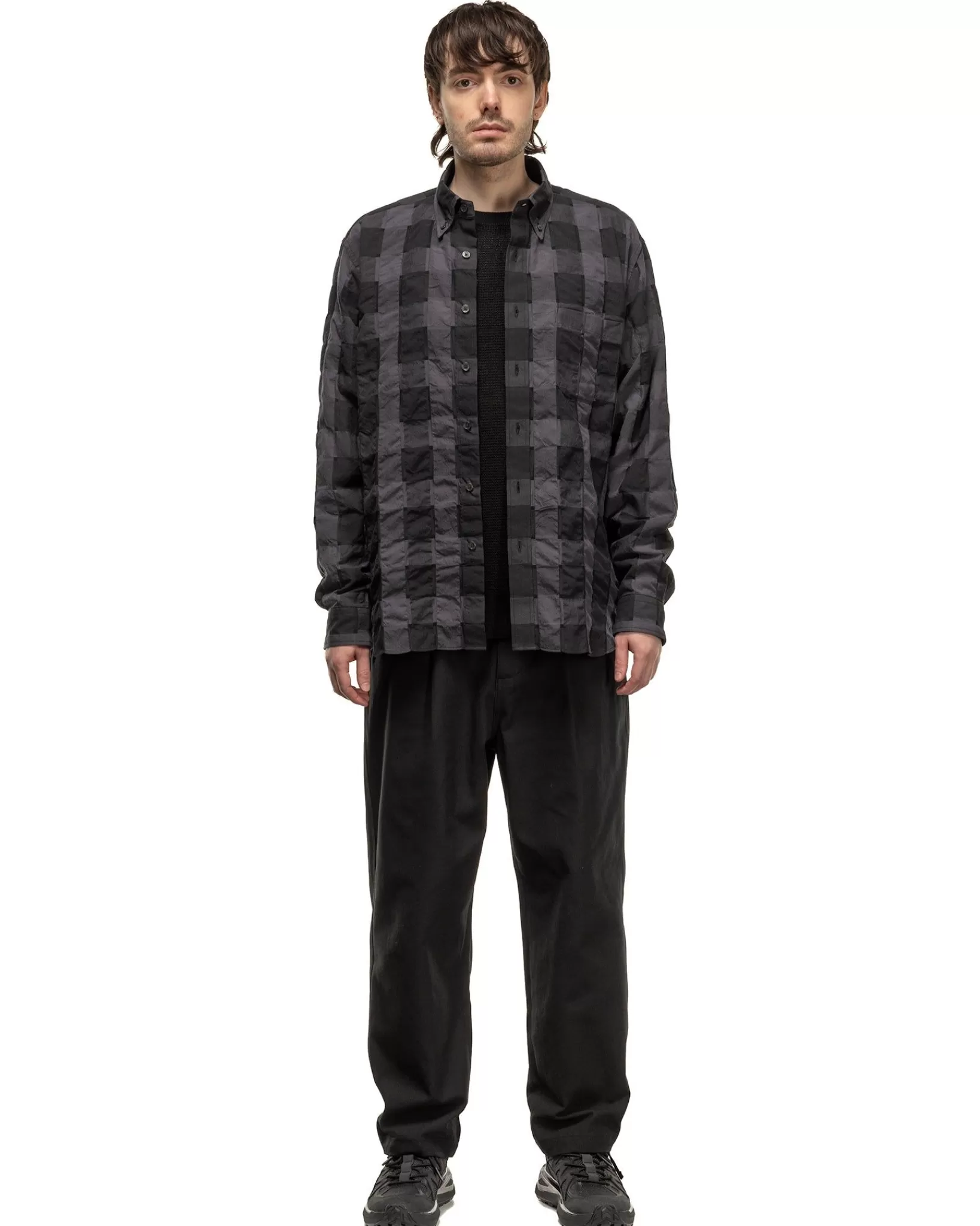 High Twisted Washer Cotton Serge Wide Tapered Pants Black*Sophnet. Outlet