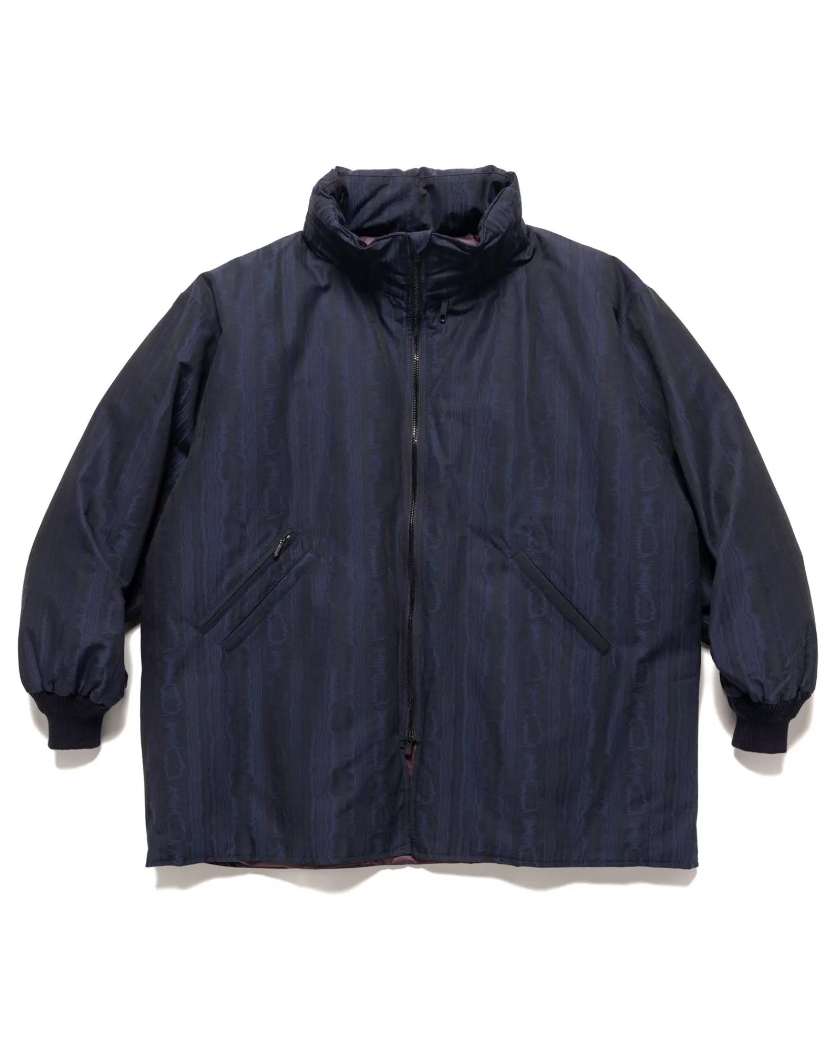 Hooded Down Sur Coat-C/Pe Moire Stripe Jq. Blue*Needles Sale