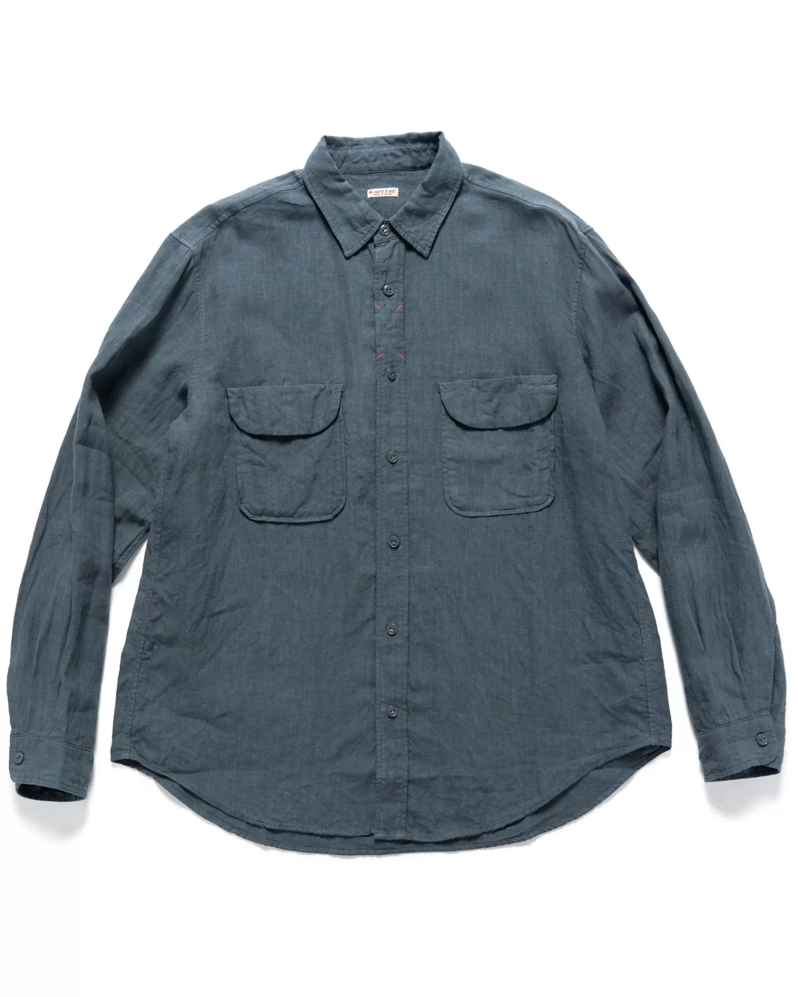 Linen Clip Shirt Blue Grey*KAPITAL Store