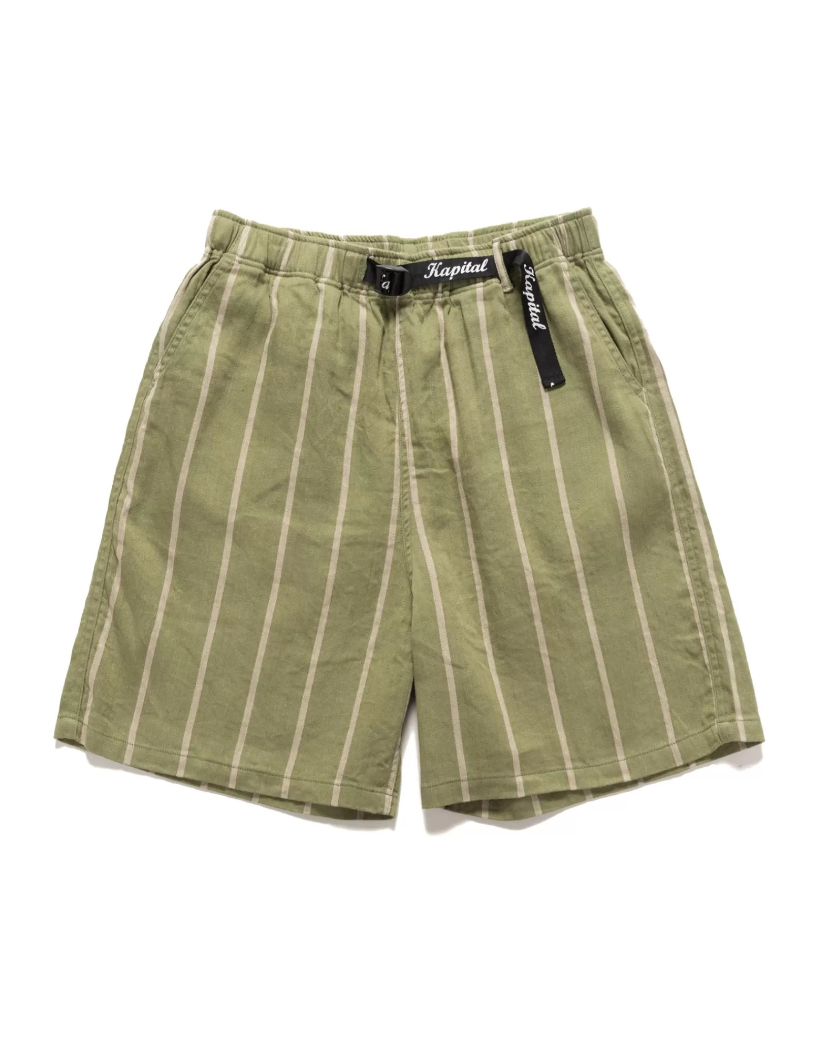 Linen Phillies Stripe Easy Shorts Khaki*KAPITAL Outlet