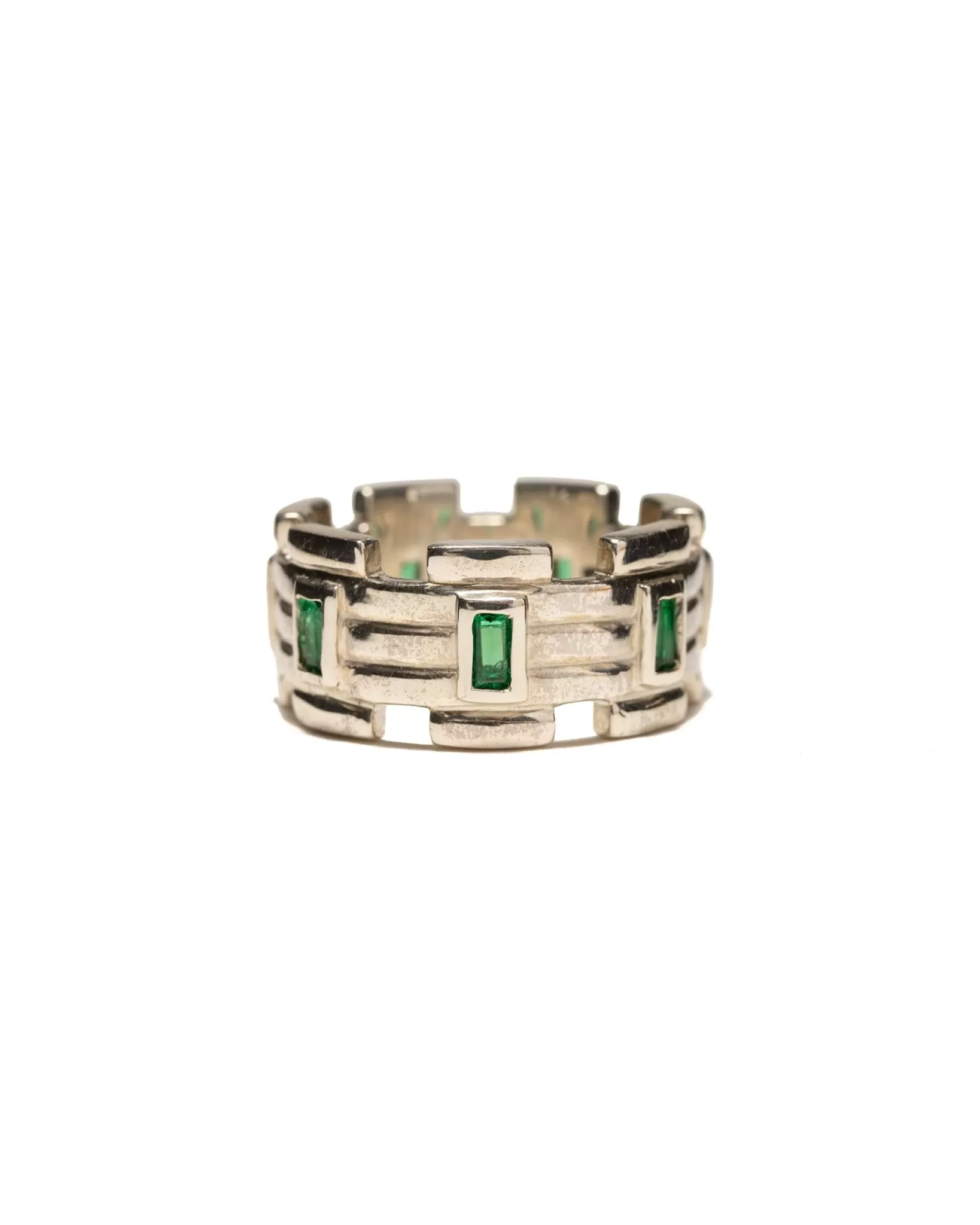 Lui Link Stone Ring Silver 925/Emerald*MAPLE Fashion