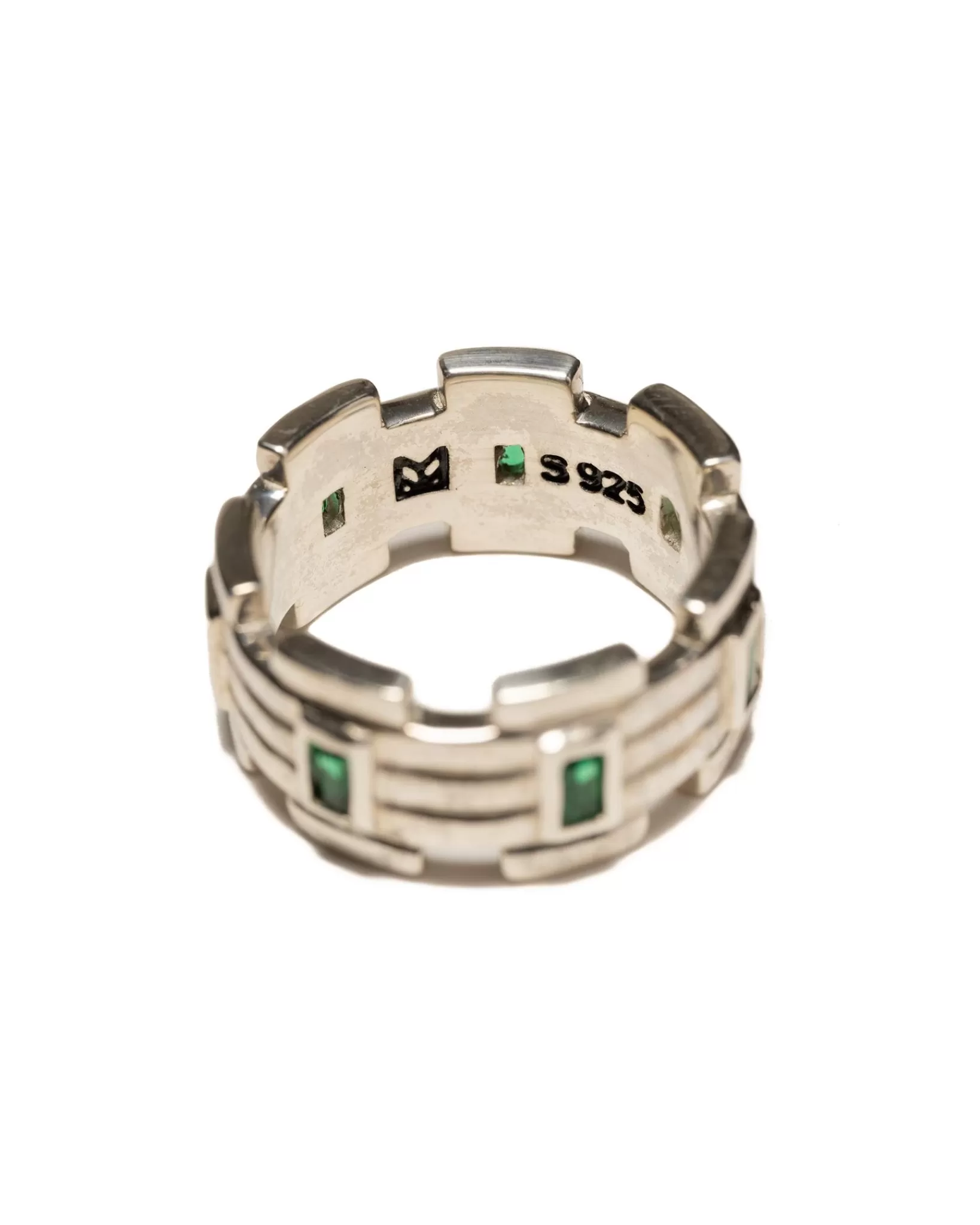 Lui Link Stone Ring Silver 925/Emerald*MAPLE Fashion