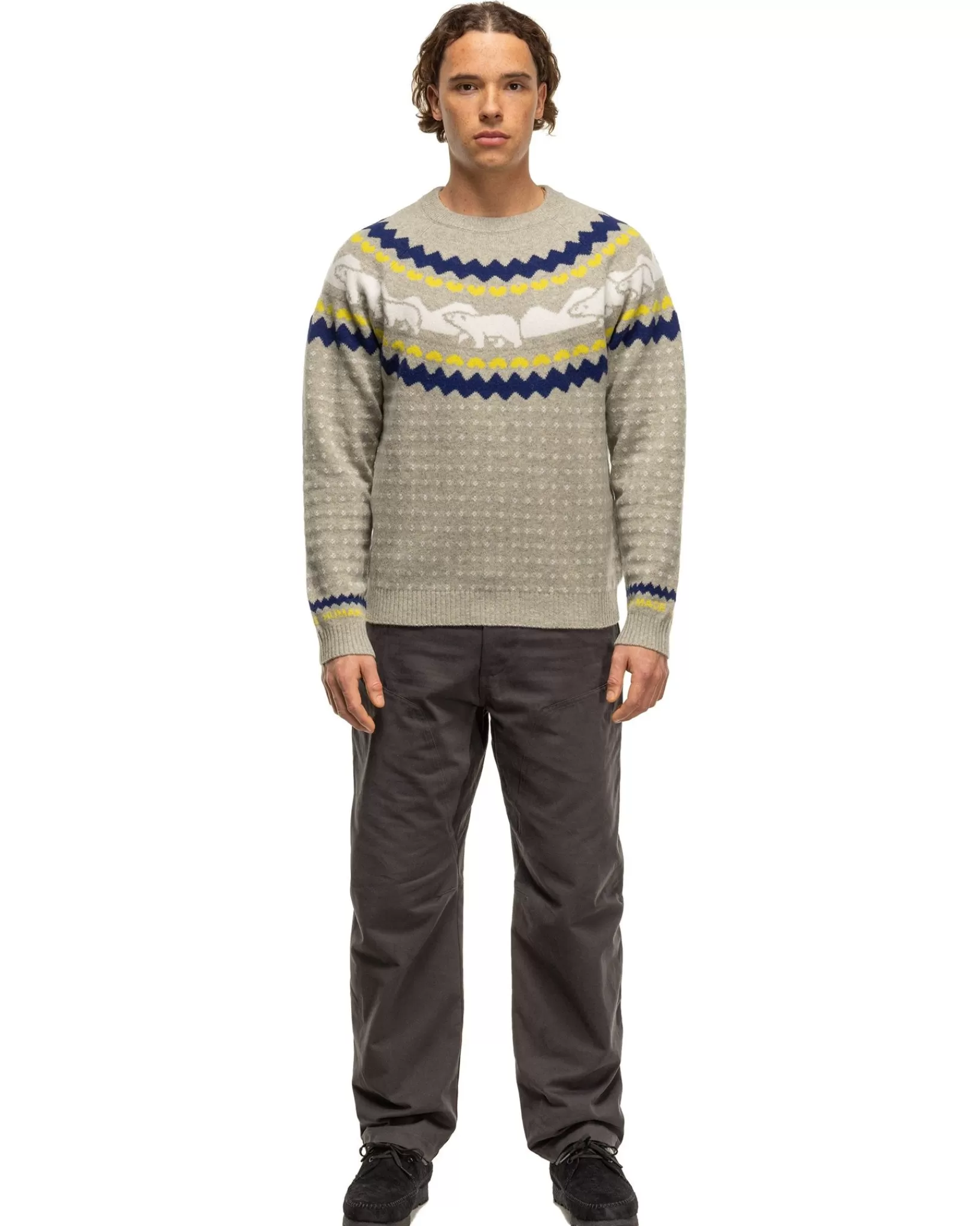 Nordic Jacqurd Knit Sweater Grey*Human Made Outlet