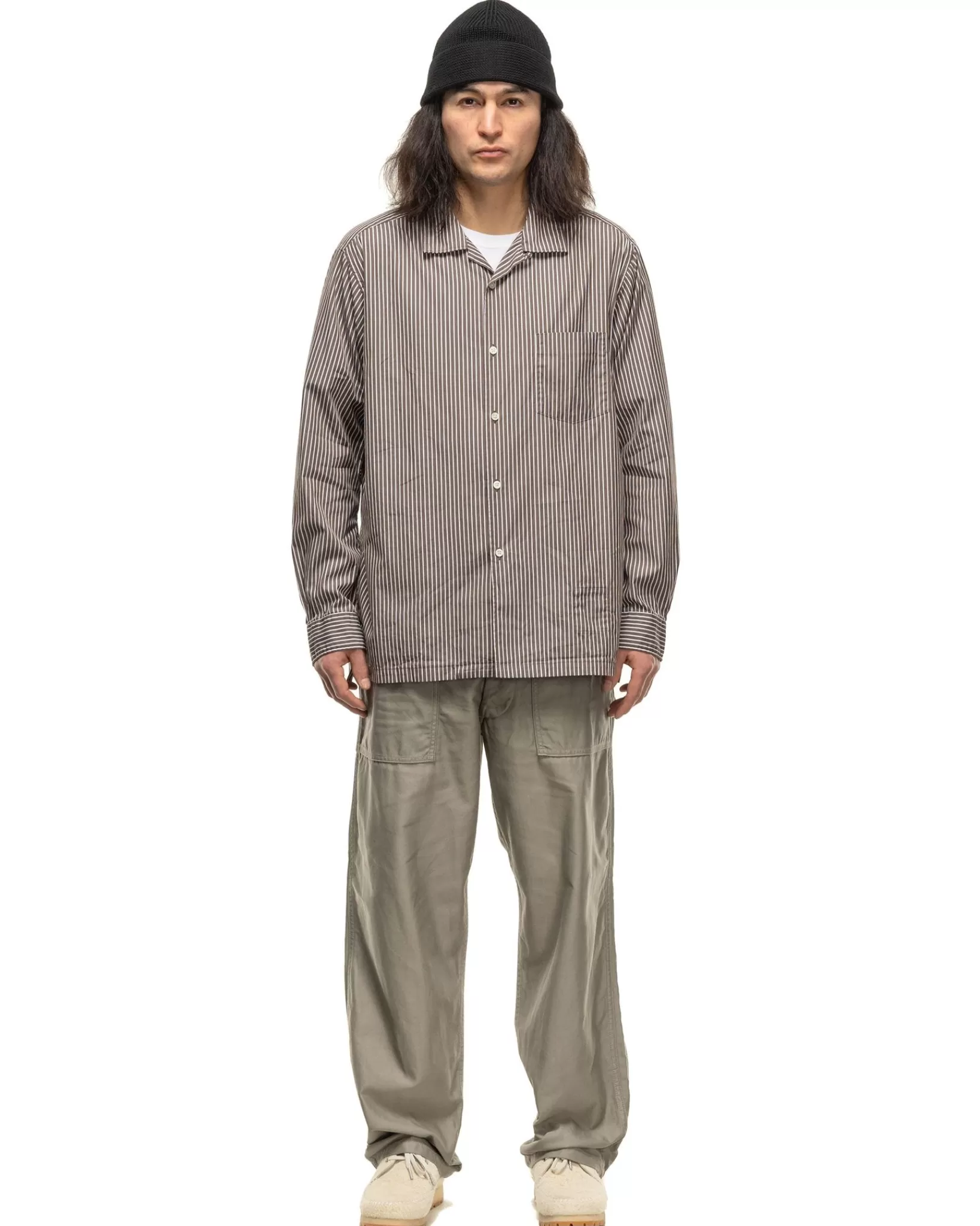 Officer L/S Shirt Cotton Broad London Stripe Khaki*nonnative Online