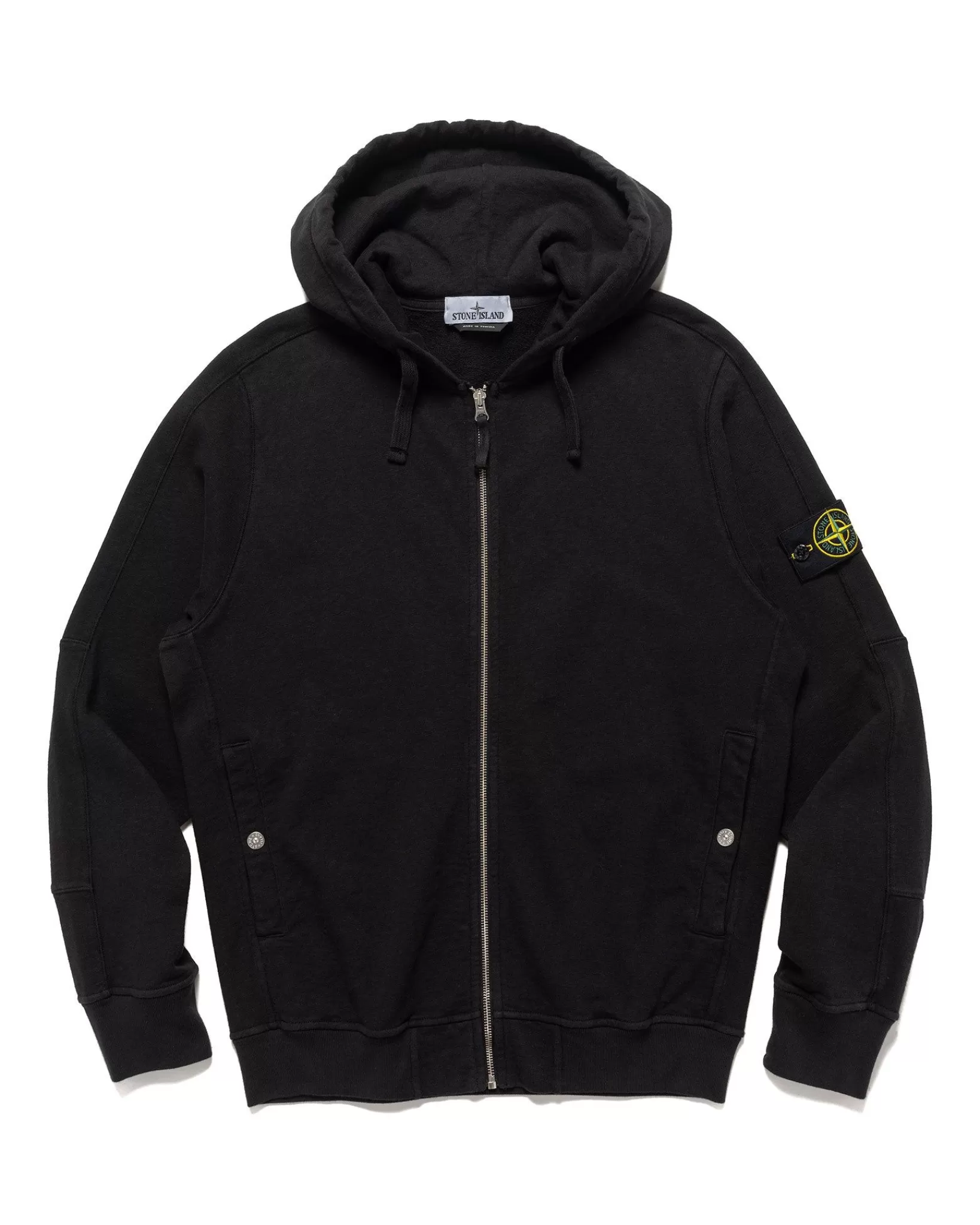 Old' Treatment Hooded Full Zipper Sweatshirt Black*Stone Island Outlet