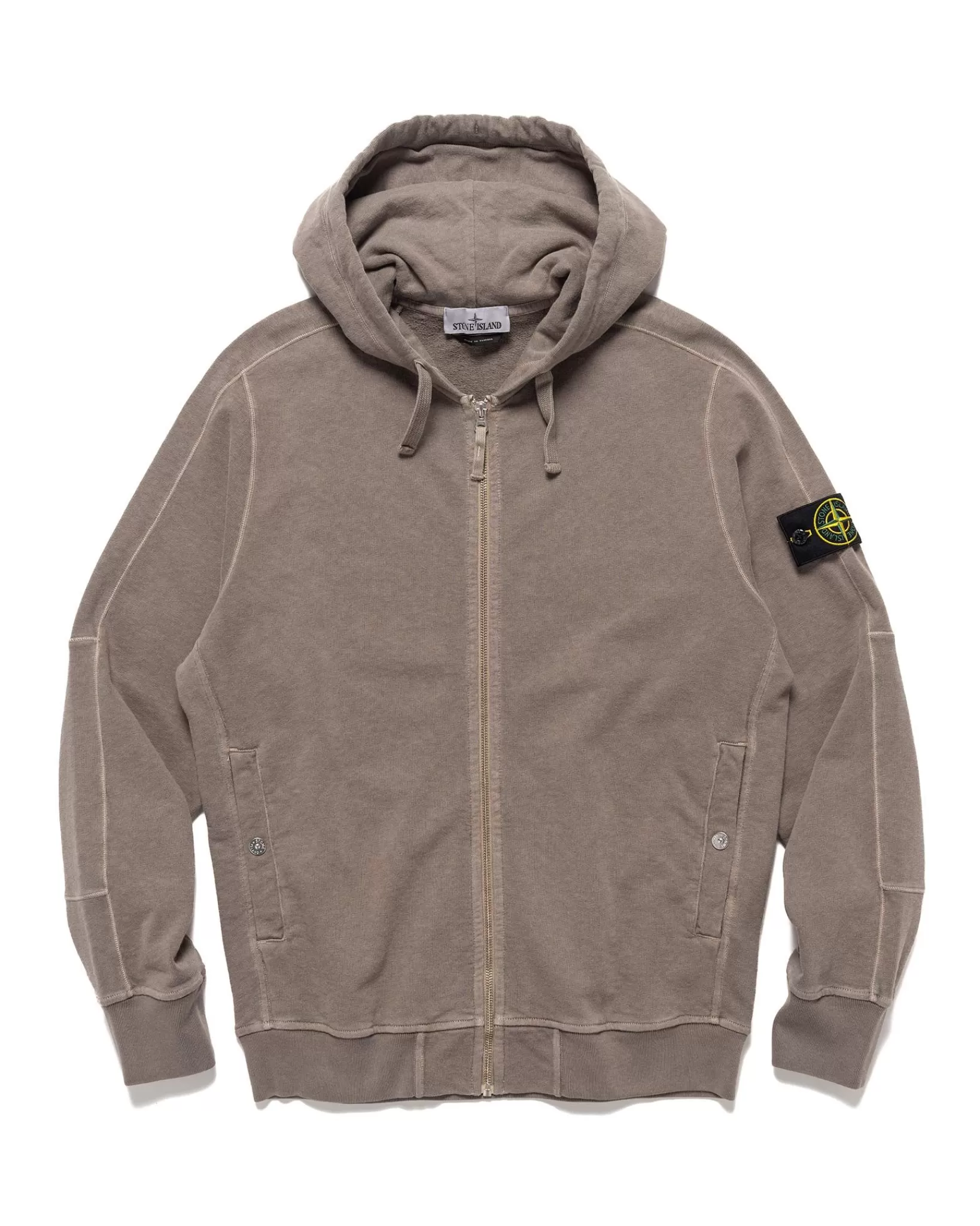 Old' Treatment Hooded Full Zipper Sweatshirt Dove Grey*Stone Island Sale