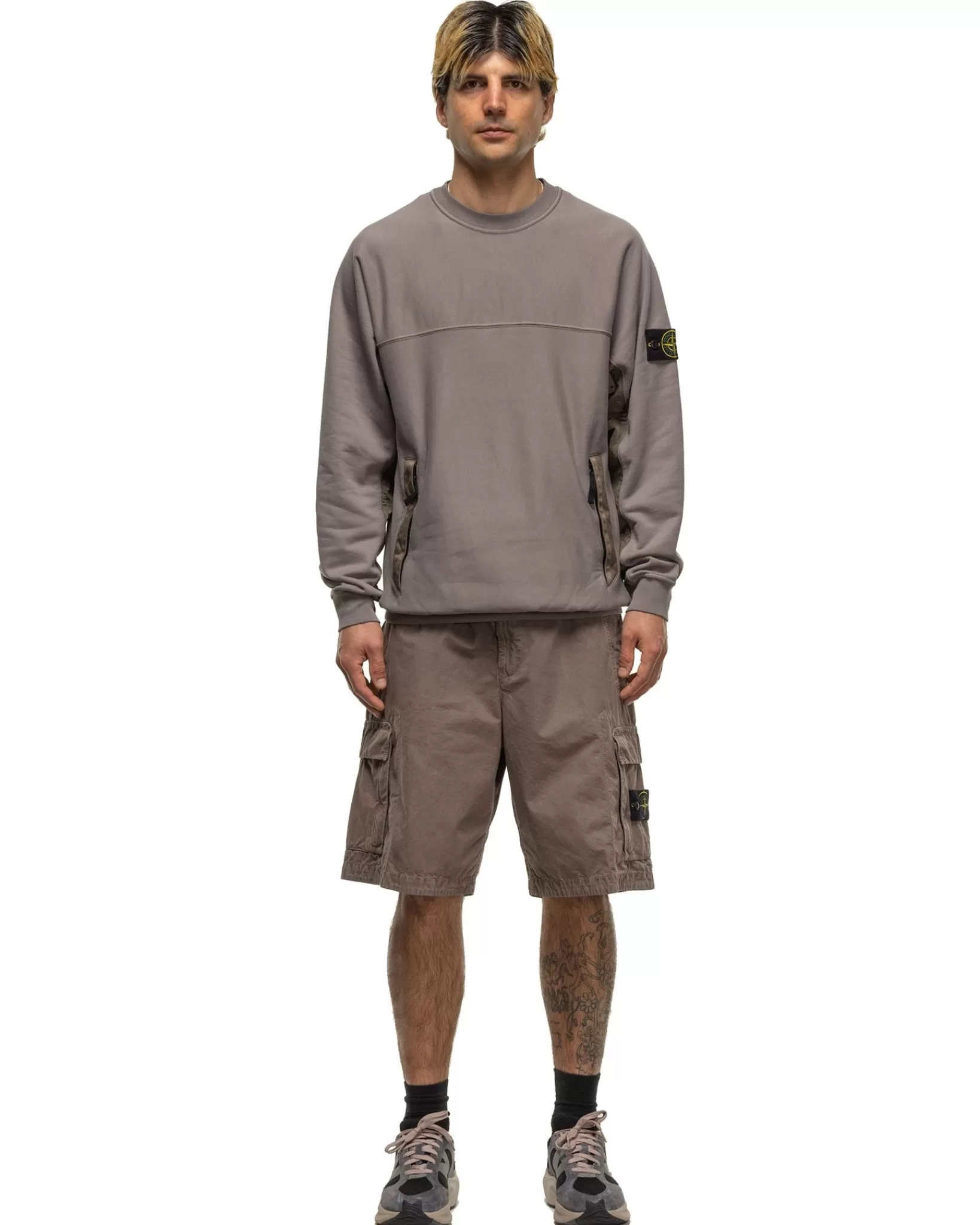 Old' Treatment Loose Fit Bermuda Shorts Dove Grey*Stone Island Store