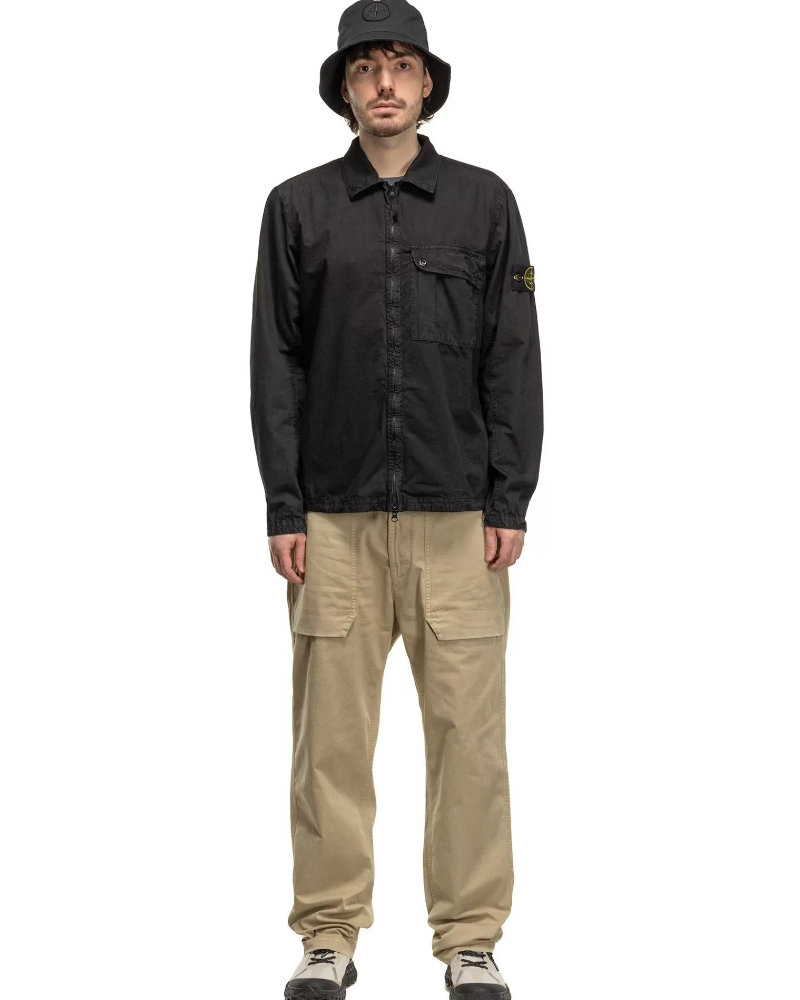 Old' Treatment Regular Fit Overshirt Black*Stone Island Clearance