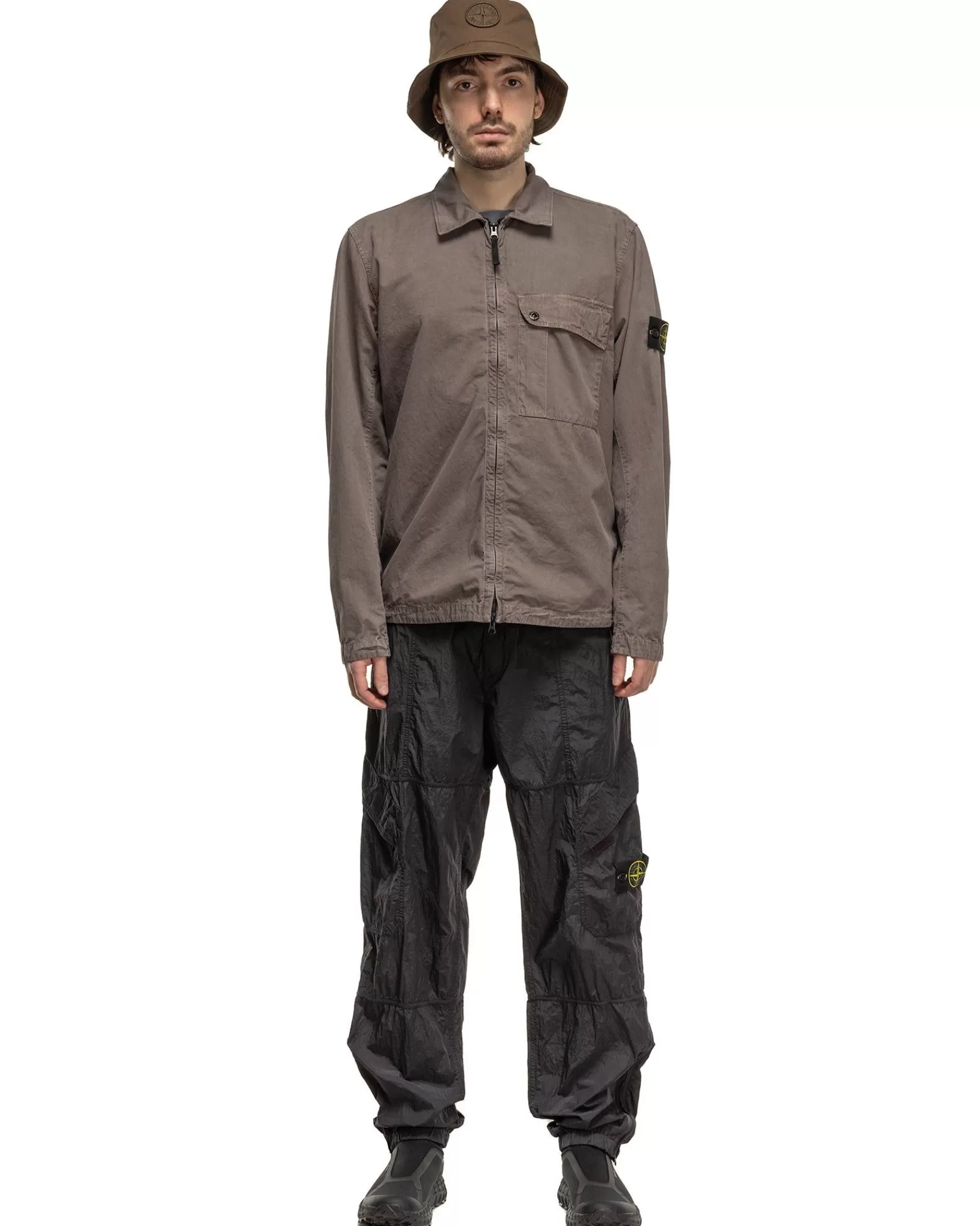 Old' Treatment Regular Fit Overshirt Dove Grey*Stone Island Clearance