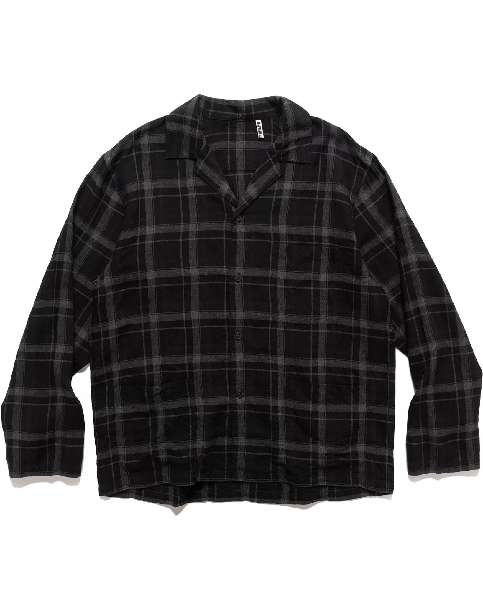 Open Collar Shirt Jacket Black Plaid*KAPTAIN SUNSHINE Fashion