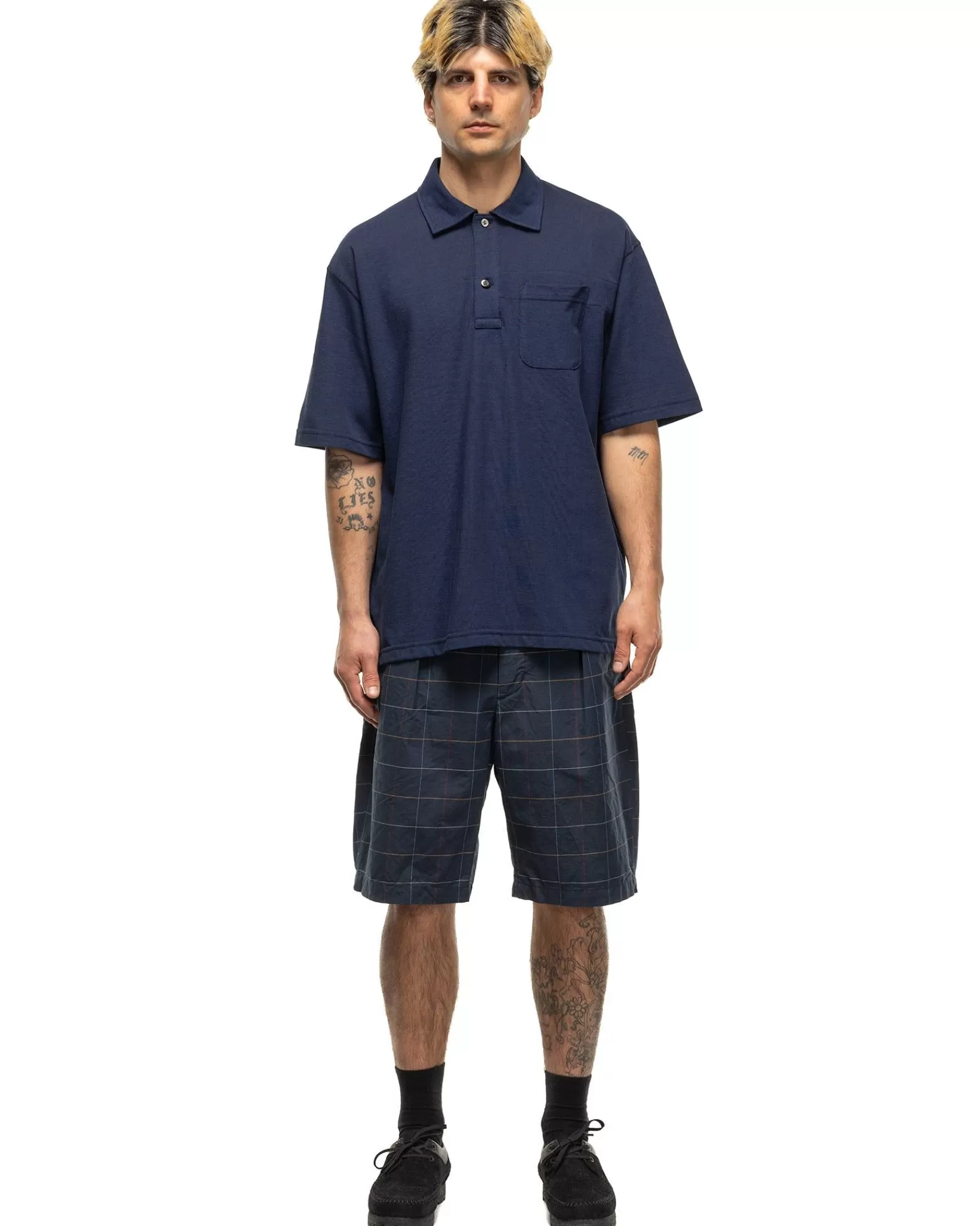 Sunset Short Cl Windowpane Navy*Engineered Garments Shop