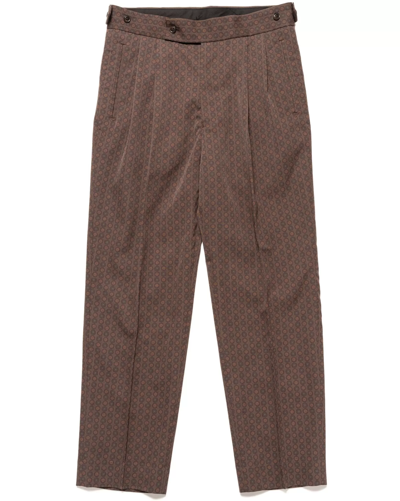 Tucked Side Tab Trouser-Wool Gabardine/Printed Brown/Fine Pattern*Needles Outlet